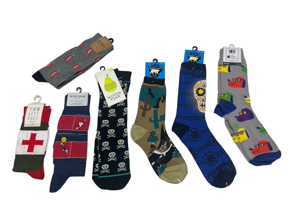 Lot of 7 Unisex Novelty Crew Polar Socks Soxfords Ryan Bubnis Two left Feet